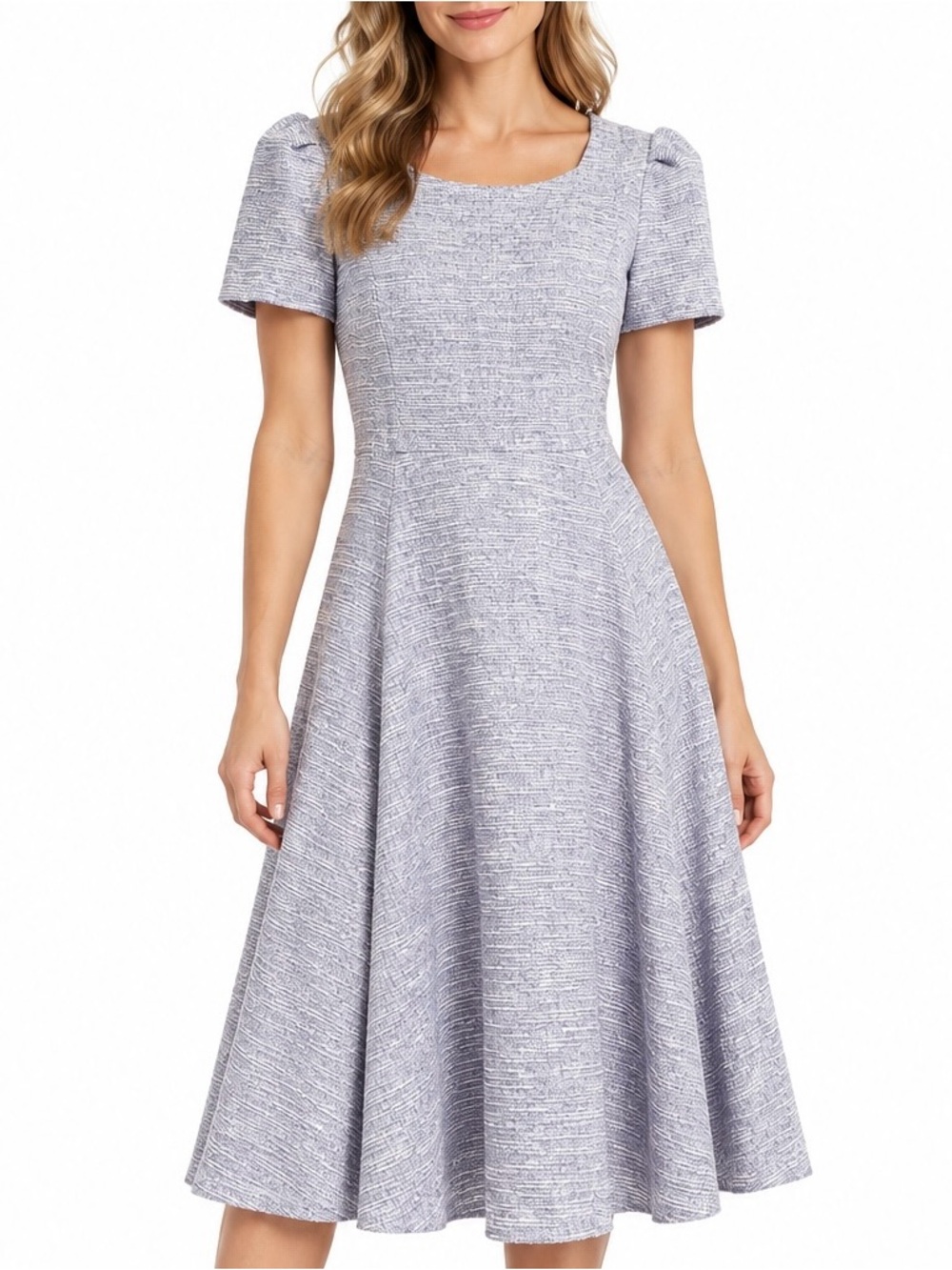 Calvin Klein Lavender Tweed Fit & Flare Midi Dress Women’s Size 12 - Picture 1 of 11